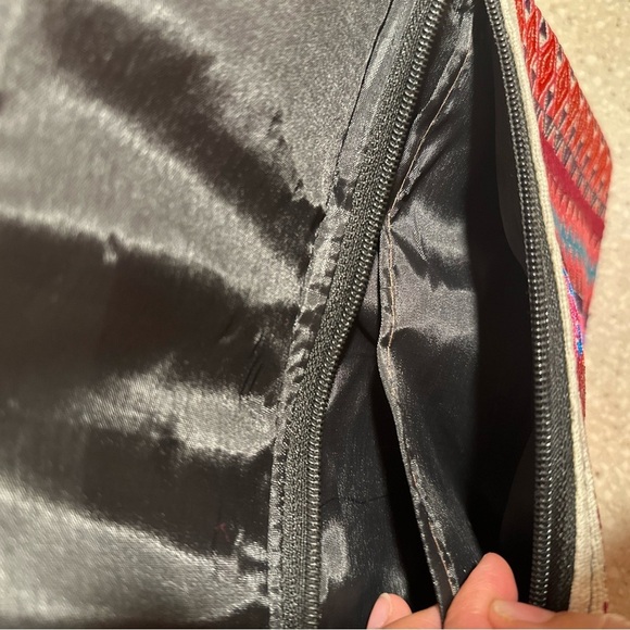 Ethnic Boho Large Clutch Suede Wristlet Bag Handmade Embroidery Tassels Indi NEW - Picture 8 of 16